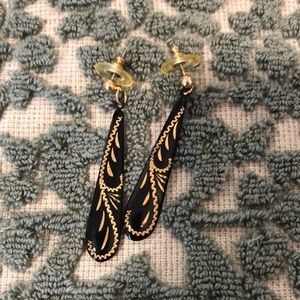 Black and gold dangle earrings